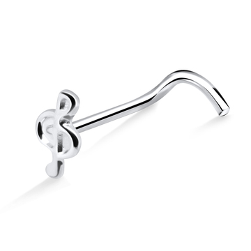 Musical Notation Shaped Silver Curved Nose Stud NSKB-853